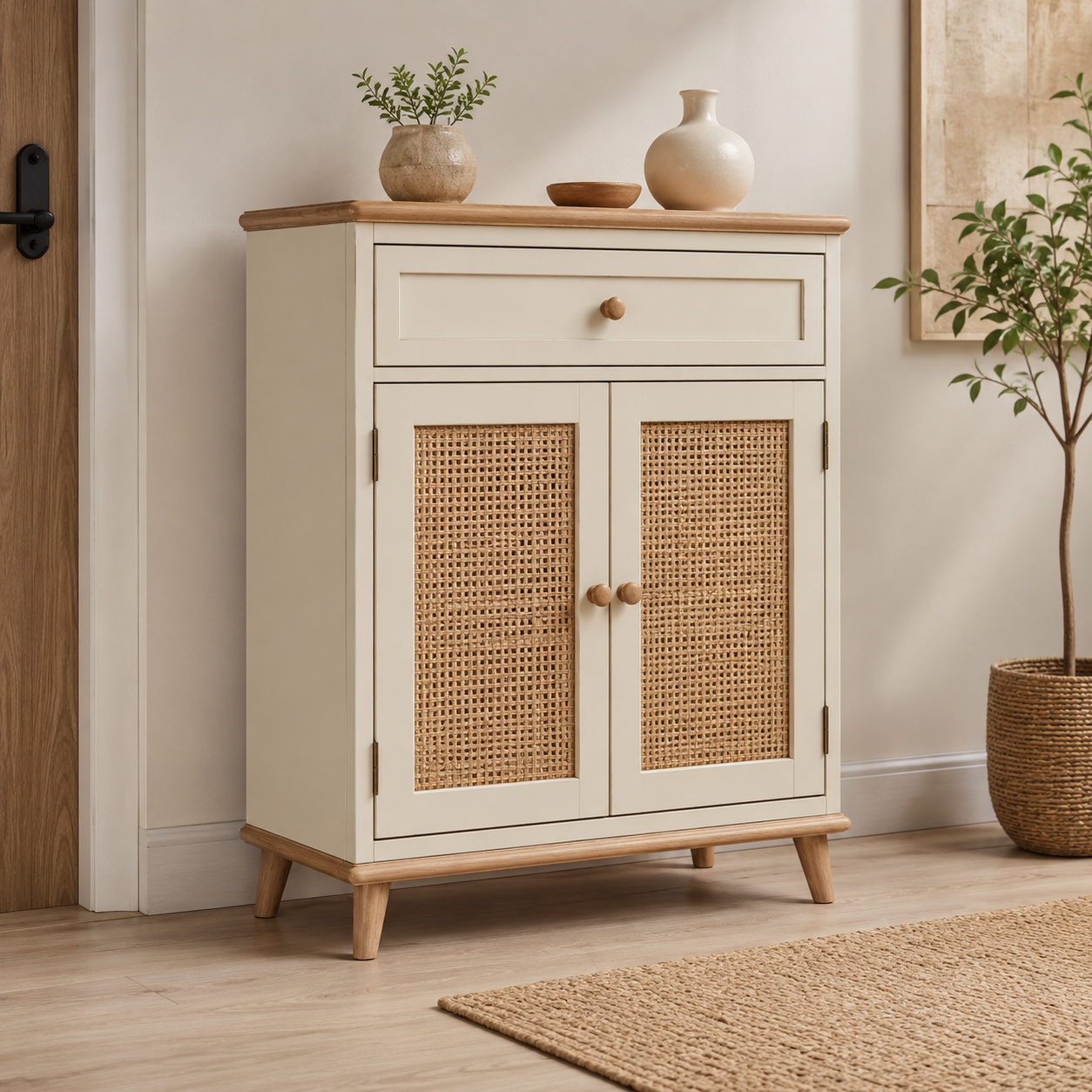 Leanlumapatch™ CaneView Rattan Shoe Cabinet